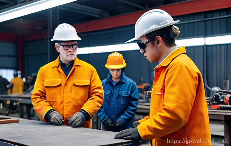 용접 자격증 종류 비교 - A highly skilled female welder, wearing a sleek, modern welding helmet, a clean, professional unifor...